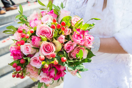 美丽的婚礼花, 新娘花束, 两个人一起结婚, 一个象征爱