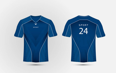 蓝色和白色布局足球运动 t恤衫, 套装, 球衣, 衬衫设计模板