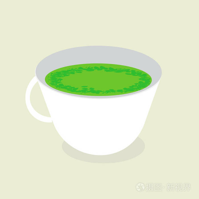 一杯健康的绿茶矢量插图