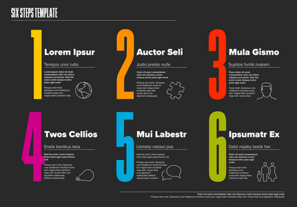 一二三四五六矢量黑暗进度模板与描述和图标