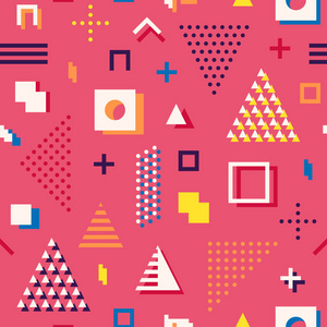 孟菲斯风格抽象几何无缝图案.构成部分8照片