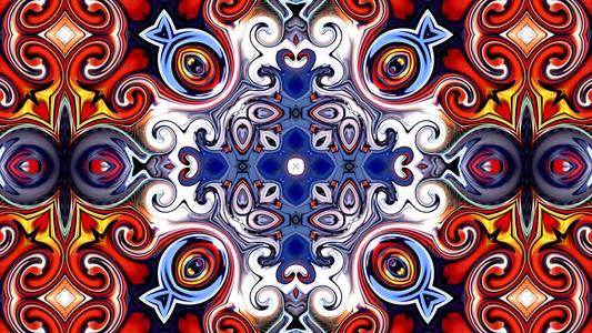 独特的曼陀罗东方图案神秘主题抽象背景。 奇妙的分形设计，丰富多彩的数字艺术几何纹理。