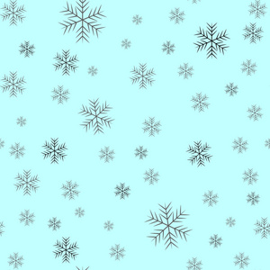 雪花简单无缝图案。白色背景下的黑雪。抽象墙纸, 包装装饰。冬天的象征, 圣诞快乐, 新年庆典
