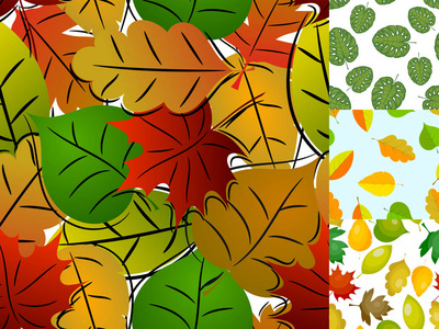 无缝图案带叶背景矢量插画自然设计花卉夏季植物纺织品时尚热带艺术