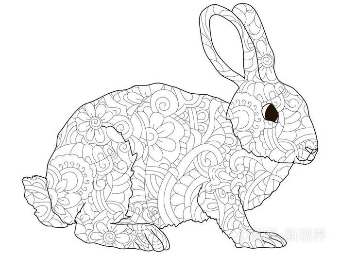 成年抗应力着色兔, 野兔, 动物图案, 阿斯特拉罕.