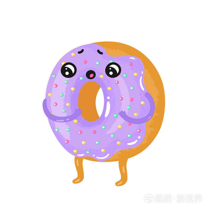 一个可爱的卡通人物甜甜圈的矢量插图.
