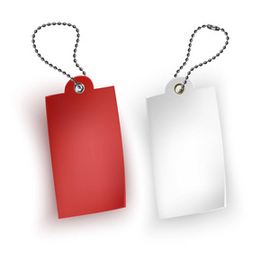 集现实标签业务空白零售卡折扣销售矢量图。白色的红色和白色的销售标签