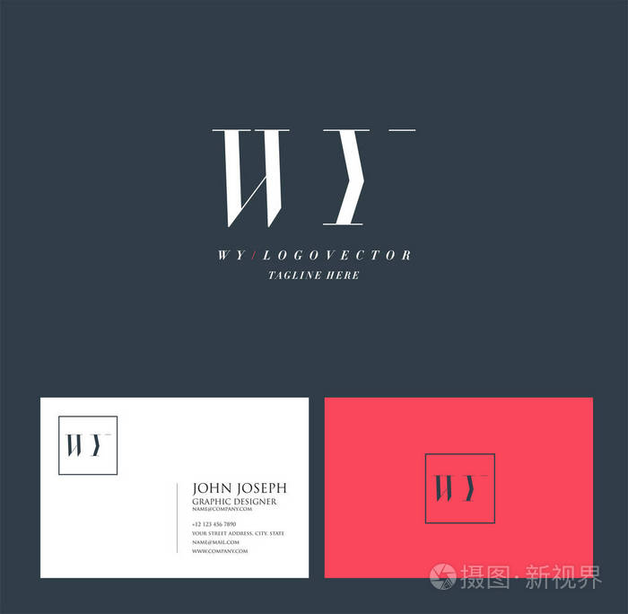 联合wy字母标志名片模板矢量