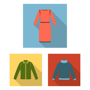 不同类型的衣服平面图标集合中的设计.