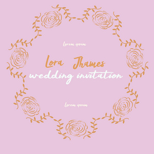 保存日期, 婚礼请柬模板与铜色花卉背景。矢量插图