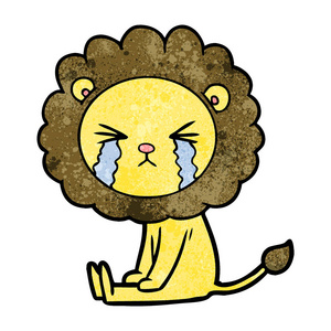 卡通哭狮的矢量插图图片