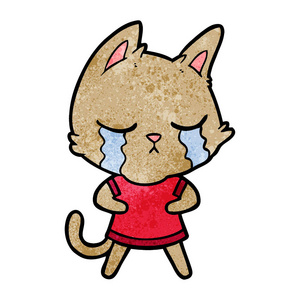 哭卡通猫的矢量插图图片