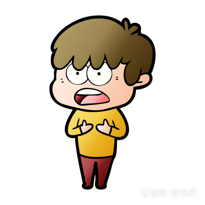 担心卡通男孩的矢量插图