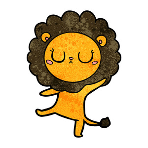 卡通狮子跳舞的矢量插图