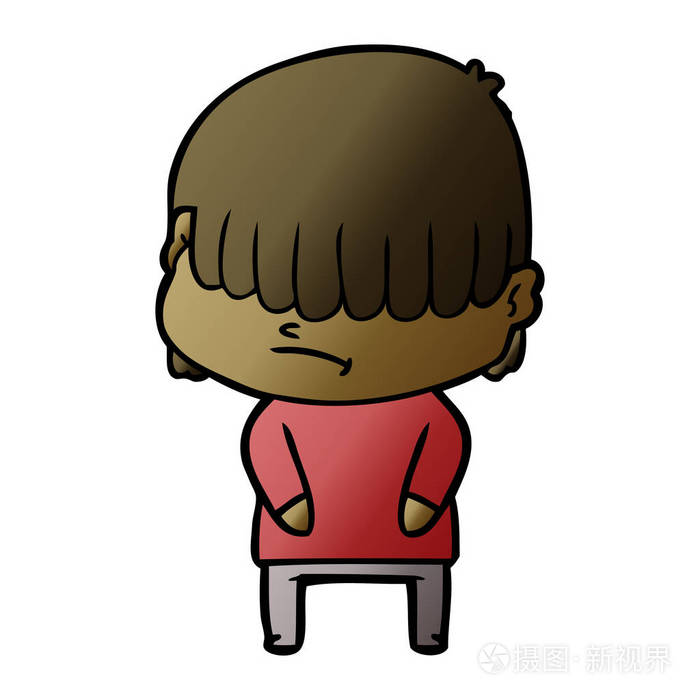 头发不整洁的卡通男孩