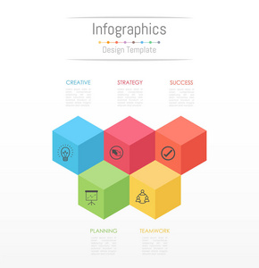 您的业务数据与 5 选项 零件 步骤 时间线或过程的信息图表设计元素。矢量图