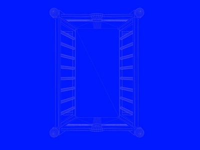 3d. 将床蓝图渲染为蓝色背景上的线条