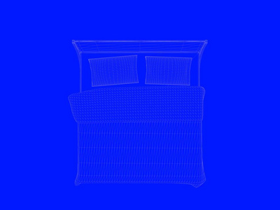 3d. 将床蓝图渲染为蓝色背景上的线条