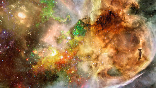 抽象的明亮多彩的宇宙。 星云夜星空，彩虹色。 多色外层空间。 这幅图像的元素由美国宇航局提供。