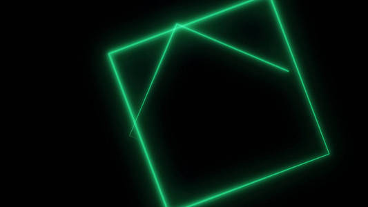 抽象背景与霓虹灯三角形。无缝回路。霓虹灯网格方形环路背景。抽象三角形。霓虹灯几何形状和线条