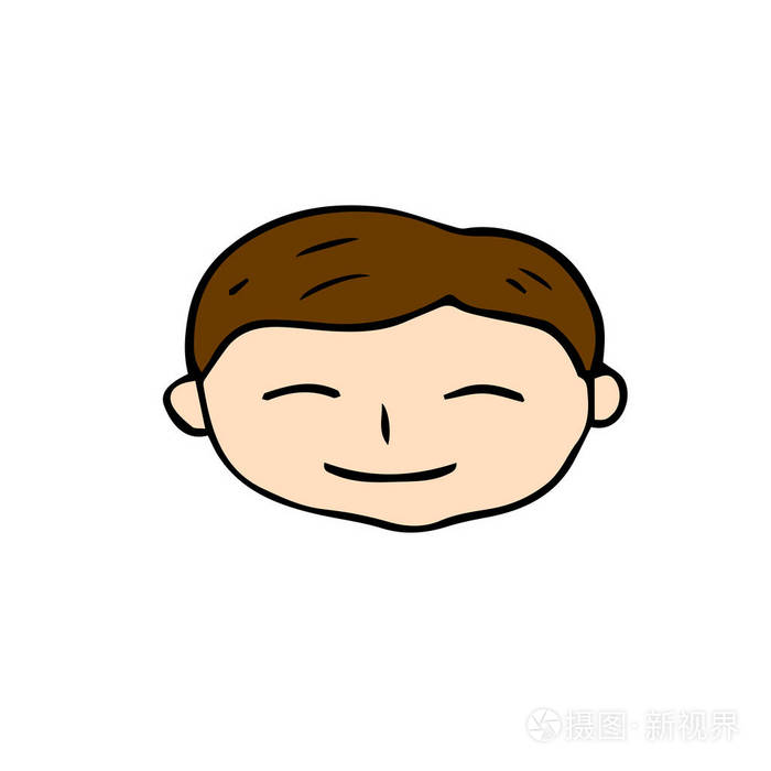 快乐的人 handdrawn 的媒介在白色.滑稽的男孩微笑的卡通人物贴纸