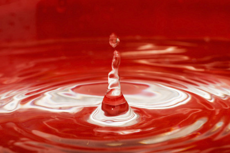 红色背景上的水滴