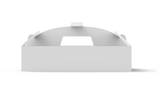 白色盒子与手柄礼品或食品纸箱包装在3D渲染设计使用侧视图。