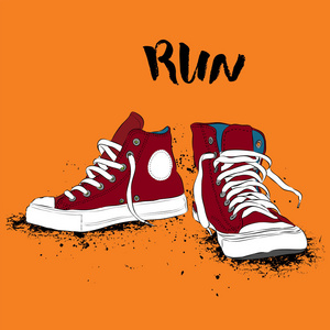 手绘运动鞋图片-手绘运动鞋素材-手绘运动鞋插画-摄图新视界