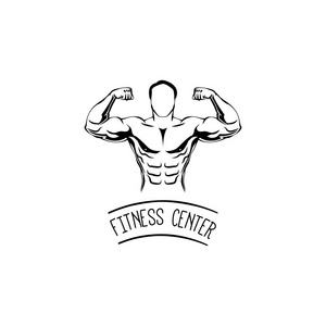 ditness 中心徽标标志.体育健身俱乐部的创意理念.力量力量人图标.