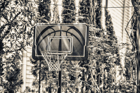 城市公园里的篮球圈。