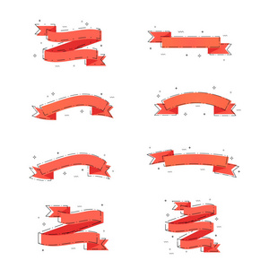 一套时髦的风格丝带。矢量插图