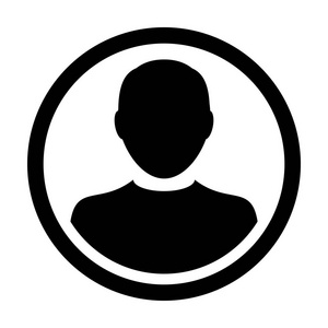 用户图标矢量男性人物符号轮廓圆形头像符号象形文字插图照片