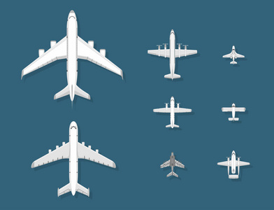 飞机矢量插图顶面飞机和飞机运输旅行方式设计旅途对象