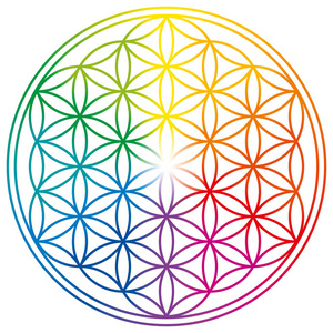 彩虹的颜色在生命之花照片