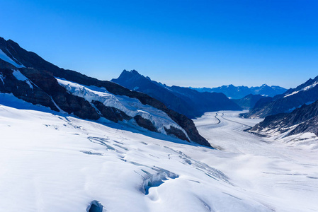 欧洲阿尔卑斯山冰川冰景观。