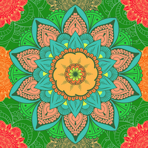 曼荼罗程式化织物和纸张的打印模板.波西米亚风格别致的设计.