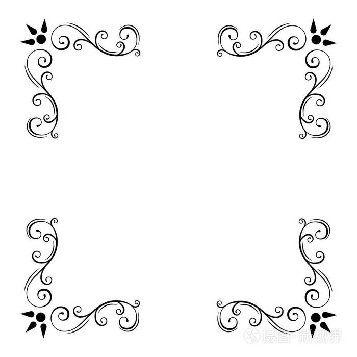 装饰的角落.页面装饰.花卉元素, 边框.花丝华丽的框架.