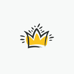图形现代主义元素手工绘制。皇家黄金皇冠。在白色背景下被隔离。矢量插图。标识, 徽标