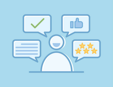 积极的反馈概念. 矢量图. 最小的线条和平面设计.照片