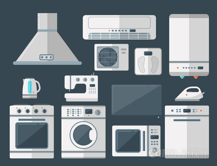 家电媒介家庭设备家用厨房电器家用技术家庭作业工具插图插画-正版