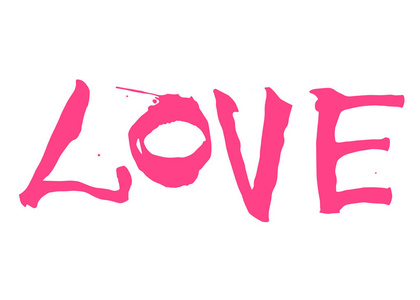 手写的粉红色文字爱在一个白色的背景情人节设计海报, 贺卡, 相册, 横幅。书法矢量插画收藏