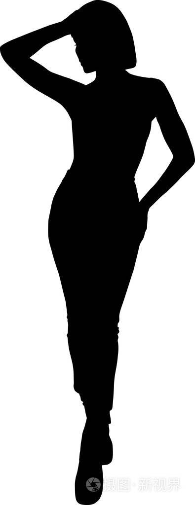 黑色女孩剪影女孩在白色背景