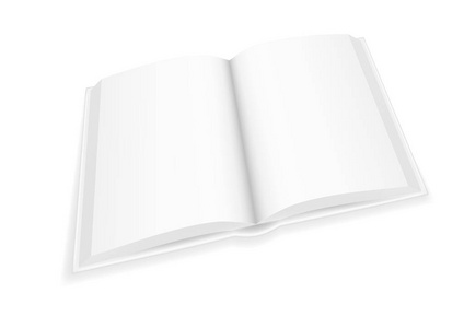 矢量逼真图像布局模拟的开放精装书与白色空白页。 透视图，这本书把页面翻到了观众。 图像是使用梯度网格创建的。 每股收益10。