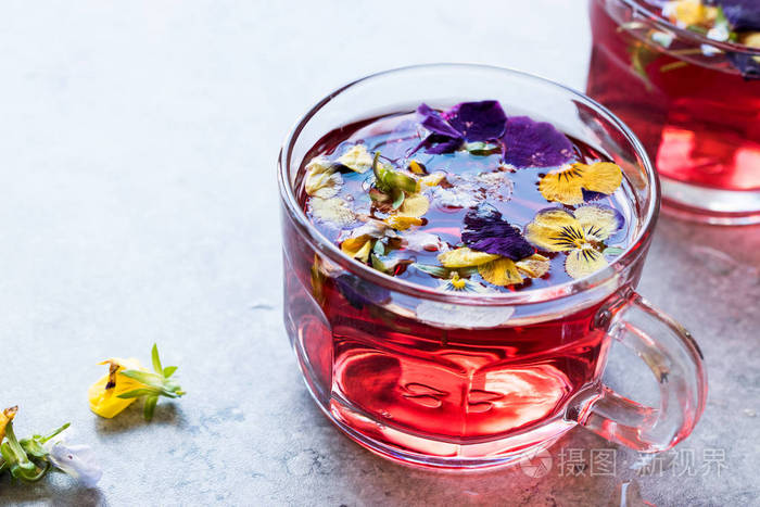 红茶和可食用的花 有机饮料 照片 正版商用图片11xf90 摄图新视界