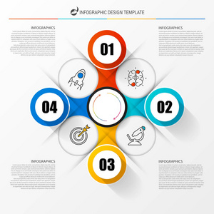 信息化设计模板..商业概念与4个步骤。可用于工作流布局图表横幅网页设计。矢量图