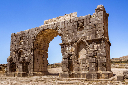卡拉卡拉的拱门，位于费兹和莫罗科附近的Volubilis遗址的入口门。 联合国教科文组织世界遗产遗址