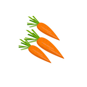 矢量孤立图像橙色新鲜胡萝卜在白色背景上的平面风格。 蔬菜排毒。 来自花园的产品。 饮食，烹饪，早餐，午餐和晚餐沙拉。 插图图标