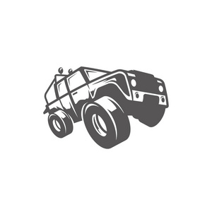 在白色背景矢量插图上隔离的越野车. 远征suv远征越野矢量图形轮廓.