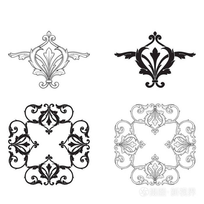 矢量巴洛克式的复古元素设计插画-正版商用图片11y6tz-摄图新视界