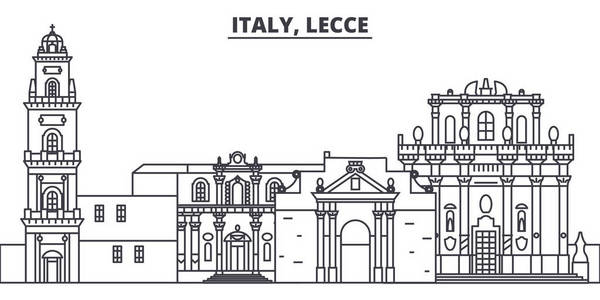 意大利, 拉察线天际线矢量图。意大利, 拉察线形城市景观, 著名地标, 城市景观, 矢量景观